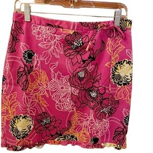 TIBI Mini Skirt, Size 8, Bow at Waist, 1” Ruffle at Bottom, Pink & Purpl…